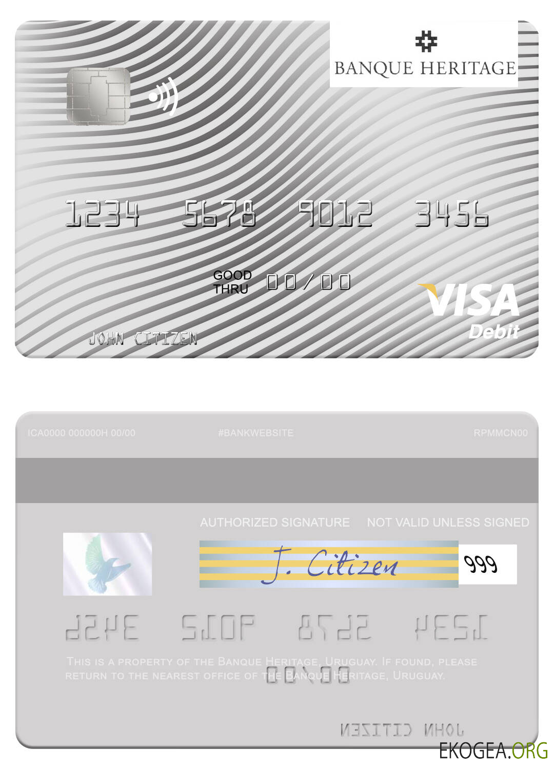 Carte de débit visa Uruguay Banque Heritage